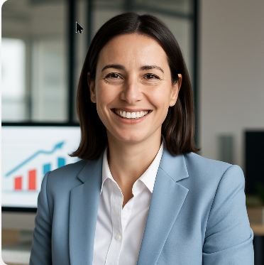 Professional businesswoman with testimonial overlay showing Kuhlekt's impact on accounts receivable automation